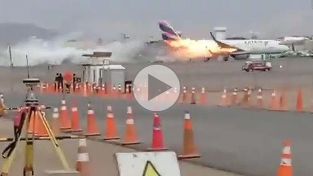 An Airbus A320 collides with a firetruck during takeoff from Lima airport, Peru