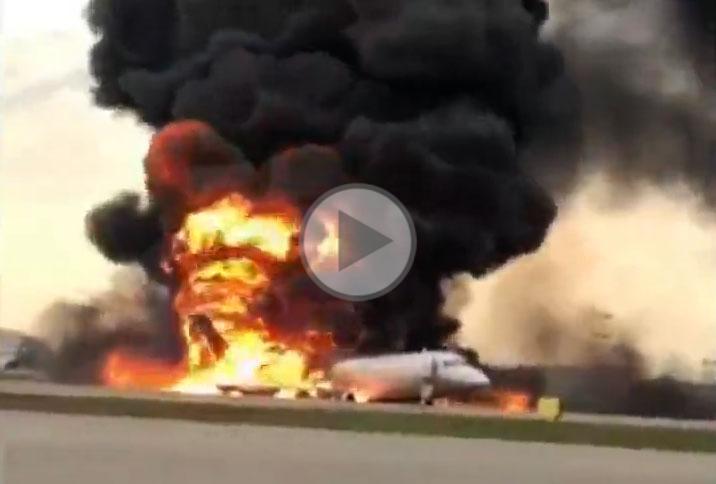 Atterrissage catastrophe d'un Sukhoi Superjet 100-95 d'Aeroflot à Moscou