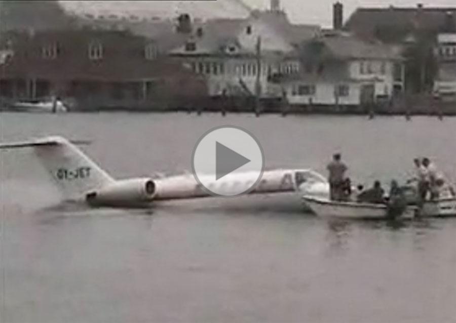 Cessna 525A skids off the runway, ends in a lake, everybody escapes. You won’t believe what happens next.